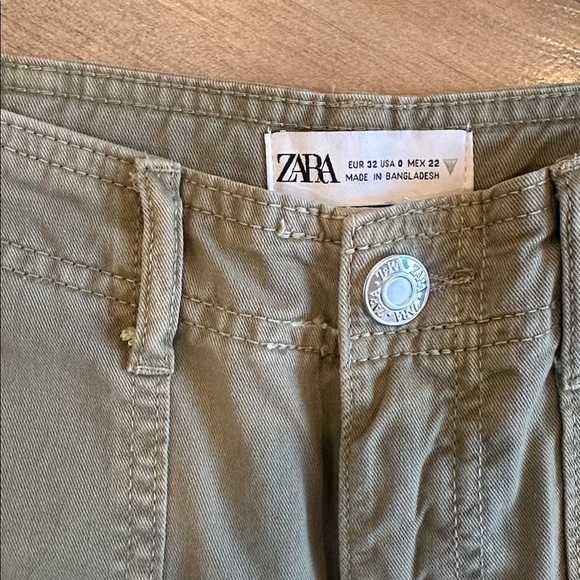 4/$25 Zara High Rise Cargo Olive Green Utility Cargo Pants Size 0 - Picture 5 of 6